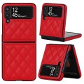 For Samsung Galaxy Z Flip4 Rhombic Microfiber Folding Phone Case(Red)