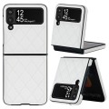 For Samsung Galaxy Z Flip4 Rhombic Microfiber Folding Phone Case(White)