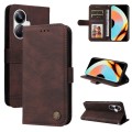 For Realme 10 Pro+ 5G Skin Feel Life Tree Metal Button Leather Phone Case(Brown)
