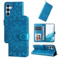 For Samsung Galaxy A34 5G Embossed Sunflower Leather Phone Case(Blue)