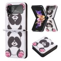 For Samsung Galaxy Z Flip4 Colored Drawing Invisible Magnetic Leather Phone Case(Panda)