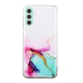 For Samsung Galaxy S23 5G Hollow Marble Pattern TPU Precise Hole Phone Protective Case(Green)