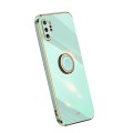 For Samsung Galaxy Note10+ XINLI Straight Edge Electroplate TPU Phone Case with Ring(Mint Green)