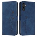For Samsung Galaxy A34 5G Skin Feel Heart Embossed Leather Phone Case(Blue)