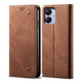 For Samsung Galaxy A04e Denim Texture Leather Phone Case(Brown)