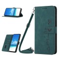 For Samsung Galaxy A04e Skin Feel Heart Embossed Leather Phone Case with Lanyard(Green)