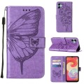For Samsung Galaxy A04e Embossed Butterfly Flip Leather Phone Case(Purple)