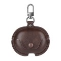 For Huawei FreeBuds Pro Business Leather Earphone Protective Case with Hook(Dark Brown)