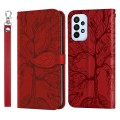 For Samsung Galaxy A24 5G Life Tree Embossing Pattern Leather Phone Case(Red)