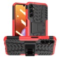 For Samsung Galaxy A14 5G Tire Texture TPU + PC Phone Case with Holder(Red)