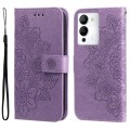 For Infinix Note 12 / G96 7-petal Flowers Embossing Leather Phone Case(Light Purple)