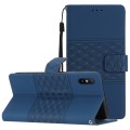 For Xiaomi Redmi 9A Diamond Embossed Skin Feel Leather Phone Case with Lanyard(Dark Blue)