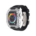 Fluorine Rubber Clear Watch Band Case For Apple Watch Series 8&7 45mm/SE 2&6&SE&5&4 44mm(Black)