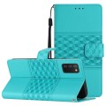 For Samsung Galaxy A02s 164mm Diamond Embossed Skin Feel Leather Phone Case with Lanyard(Blue)