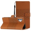 For Samsung Galaxy A13 4G Diamond Embossed Skin Feel Leather Phone Case with Lanyard(Brown)
