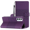 For Samsung Galaxy M52 Diamond Embossed Skin Feel Leather Phone Case with Lanyard(Purple)