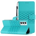 For Samsung Galaxy M52 Diamond Embossed Skin Feel Leather Phone Case with Lanyard(Blue)