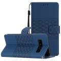 For Samsung Galaxy S10 Diamond Embossed Skin Feel Leather Phone Case with Lanyard(Dark Blue)