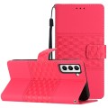 For Samsung Galaxy S22 5G Diamond Embossed Skin Feel Leather Phone Case with Lanyard(Red)