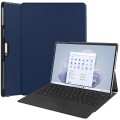 For Microsoft Surface Pro 9 Custer Pure Color Holder Leather Tablet Case(Dark Blue)