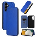 For Samsung Galaxy A34 5G Carbon Fiber Texture Flip Leather Phone Case(Blue)