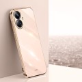 For Realme 10 Pro+ XINLI Straight 6D Plating Gold Edge TPU Phone Case(Pink)