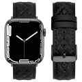 Rhombus Pattern Genuine Leather Watch Band For Apple Watch Series 9&8&7 41mm / SE 3&SE 2&6&SE&5&4 40
