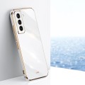 For Samsung Galaxy S21+ 5G XINLI Straight Edge 6D Electroplate TPU Phone Case(White)