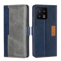 For Xiaomi 13 Contrast Color Side Buckle Leather Phone Case(Blue + Grey)