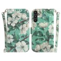 For Samsung Galaxy A34 5G 3D Colored Pattern Flip Leather Phone Case(Watercolor Flower)