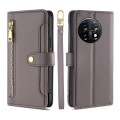 For OnePlus 11 Sheep Texture Cross-body Zipper Wallet Leather Phone Case(Grey)
