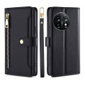 For OnePlus 11 Sheep Texture Cross-body Zipper Wallet Leather Phone Case(Black)