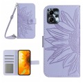 For Motorola Moto G23 4G/G13 4G HT04 Skin Feel Sun Flower Embossed Flip Leather Phone Case with Lany