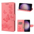 For Samsung Galaxy S23 5G Butterfly Embossed Horizontal Flip Leather Phone Case(Pink)