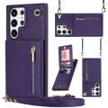 For Samsung Galaxy S23 Ultra 5G Cross-body Zipper Square TPU+PU Back Cover Case(Purple)