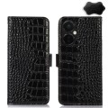For OnePlus Nord CE 3 Lite Crocodile Top Layer Cowhide RFID Leather Phone Case(Black)