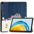 For Huawei Matepad SE 10.4 Custer Painted 3-Fold Holder Leather Tablet Case(Lazy Cat)