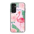 For Samsung Galaxy A14 5G Colorful Painted Glass Phone Case(Flamingo)