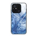 For Xiaomi Redmi 12C Marble Pattern Glass Phone Case(Blue Ocean)
