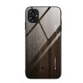 For Samsung Galaxy A04e Wood Grain Glass Phone Case(Black)