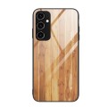 For Samsung Galaxy A54 5G Wood Grain Glass Phone Case(Yellow)