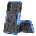 For Samsung Galaxy A34 5G Tire Texture TPU + PC Phone Case with Holder(Blue)