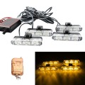 4 in 1 Car 12LEDs Grille Flash Lights Warning Lights with Wireless Remote Control, Color:Yellow