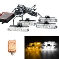 4 in 1 Car 12LEDs Grille Flash Lights Warning Lights with Wireless Remote Control, Color:Yellow Whit