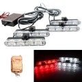 4 in 1 Car 16LEDs Grille Flash Lights Warning Lights with Wireless Remote Control(White Red)