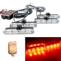 4 in 1 Car 16LEDs Grille Flash Lights Warning Lights with Wireless Remote Control(Red)