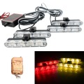 4 in 1 Car 16LEDs Grille Flash Lights Warning Lights with Wireless Remote Control(Red Yellow)