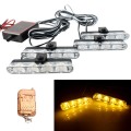 4 in 1 Car 16LEDs Grille Flash Lights Warning Lights with Wireless Remote Control(Yellow)