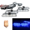 4 in 1 Car 16LEDs Grille Flash Lights Warning Lights with Wireless Remote Control(Blue)