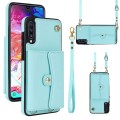 For Samsung Galaxy A50 RFID Card Slot Leather Phone Case with Long Lanyard(Mint Green)